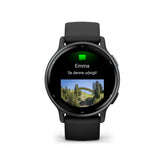 Garmin - Vívoactive® 5 Slate aluminium urkrans med sort urkasse og silikonerem - Model: 010-02862-10