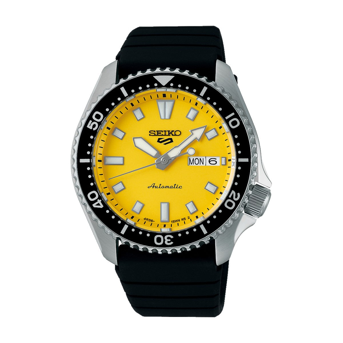 Seiko -  Seiko 5 sport automatic herreur i stål m. gul skive - Model: SRPL87K1