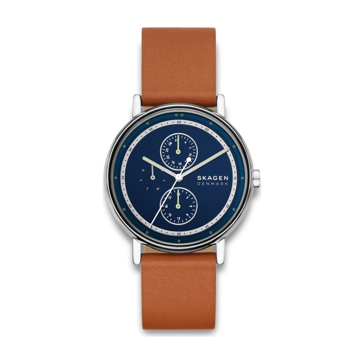 Skagen - Elegant herreur med brun læderrem og blå skive - Modelnr: SKW6943
