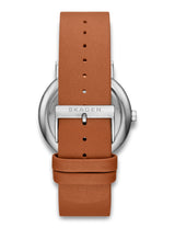 Skagen - Elegant herreur med brun læderrem og blå skive - Modelnr: SKW6943