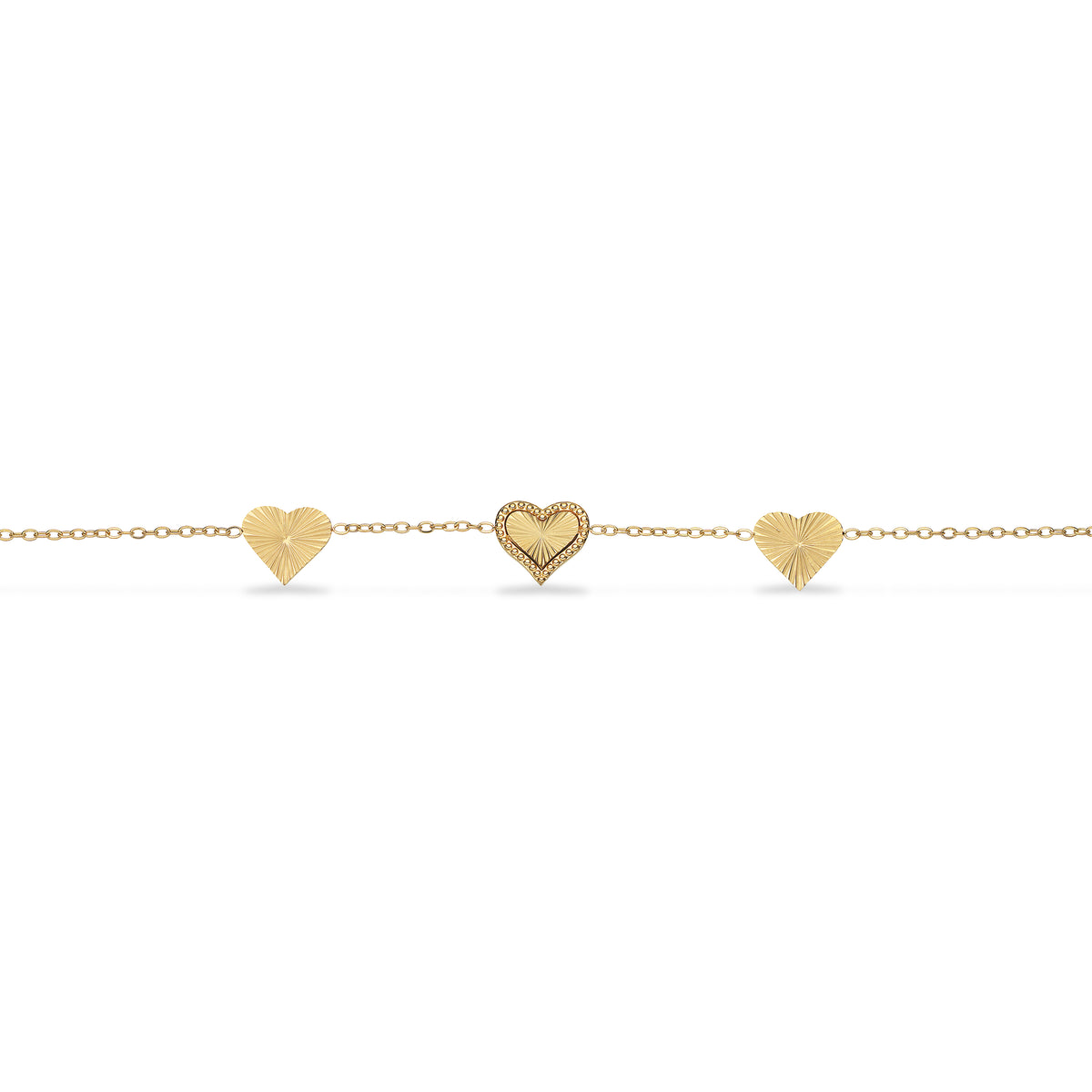 Scrouples-Molly armbånd plisserede hjerter stål guldf. 17+2 cm-model ST30094A,M