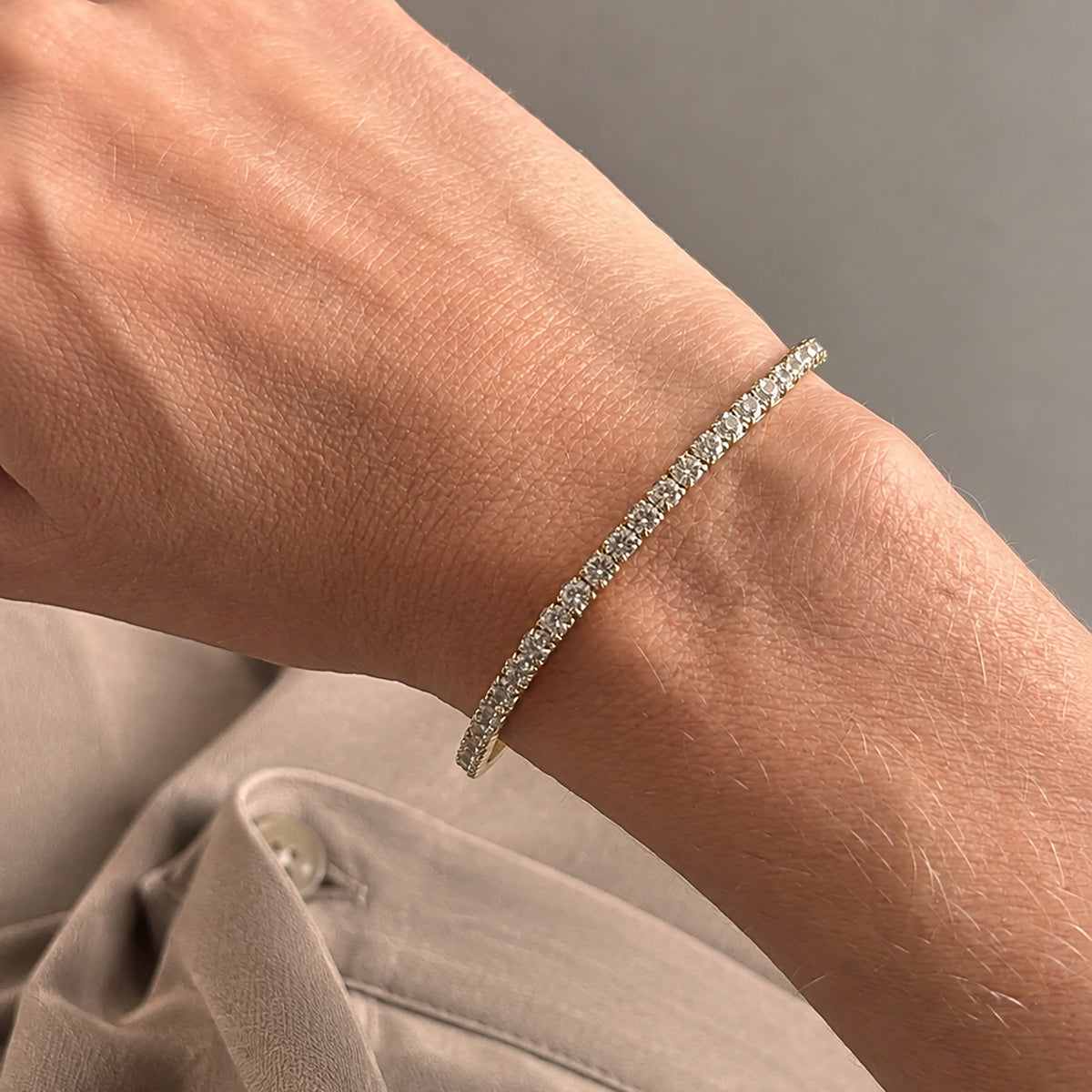 Scrouples-Molly tennis armbånd krystal guldfarvet stål 18 cm-model ST30099A,M