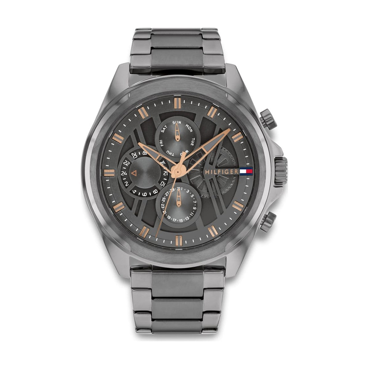 Tommy Hilfiger - Herreur, mørkbelagt stål med lænke - Model: 1710657