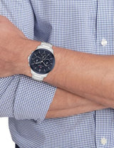 Tommy Hilfiger - Herreur stål m. blå skrive og lænke - Model: 1710684