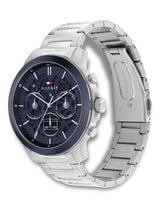Tommy Hilfiger - Herreur stål m. blå skrive og lænke - Model: 1710684