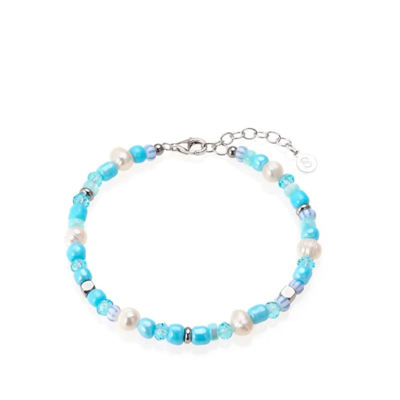 Sistie - KORA armbånd med blå perler i stål  - Model: zx3019sws
