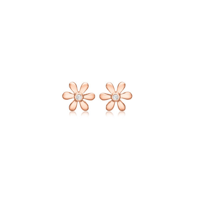 Køb Blicher fuglsang - Ørestik blomst rosa forgyldt m. zir - Model: 3448 39P hos Guldsmed Smeds