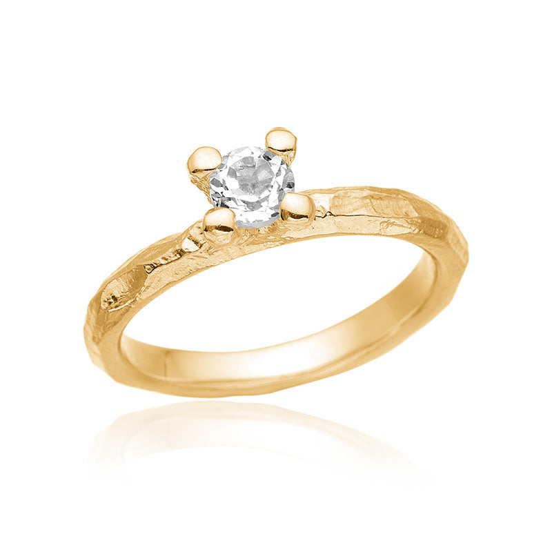 Køb Blicher Fuglsang - Samle ring, rustik forgyldt sølv med hvid topaz - Model: 1506 30G hos Guldsmed Smeds