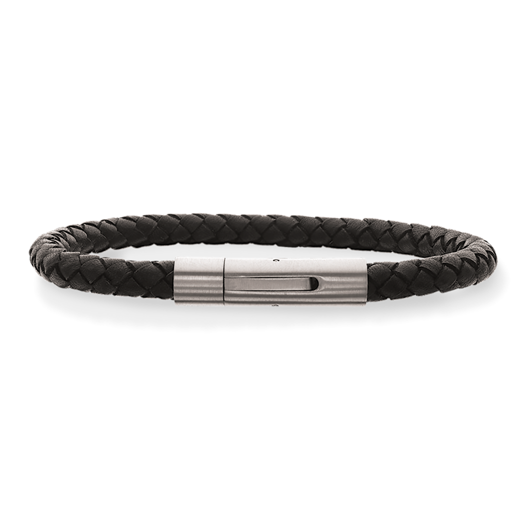 Køb Scrouples - Herre armbånd sort rundt flettet læder - Modelnr.: 02821,21 hos Guldsmed Smeds