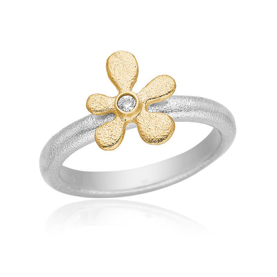 Køb Blicher Fuglsang - Samle ring, mat sølv m. zir og blomst - Model: 1512 39G hos Guldsmed Smeds
