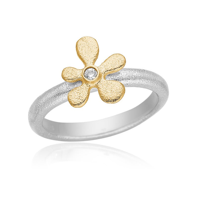 Køb Blicher Fuglsang - Samle ring, mat sølv m. zir og blomst - Model: 1512 39G hos Guldsmed Smeds
