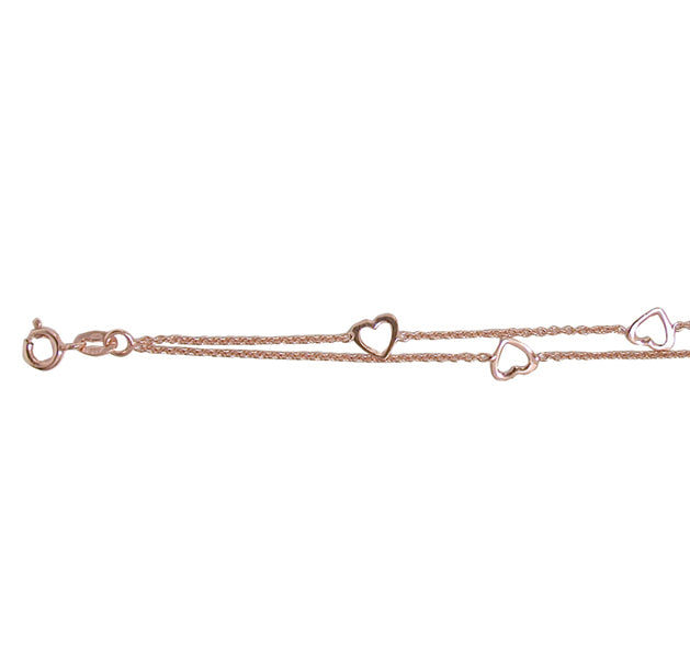 Køb Aagaard - ROSA FORG. SØLV ARMBÅND M/HJERTER 16+2CM - Modelnr.: 03101340-16 hos Guldsmed Smeds