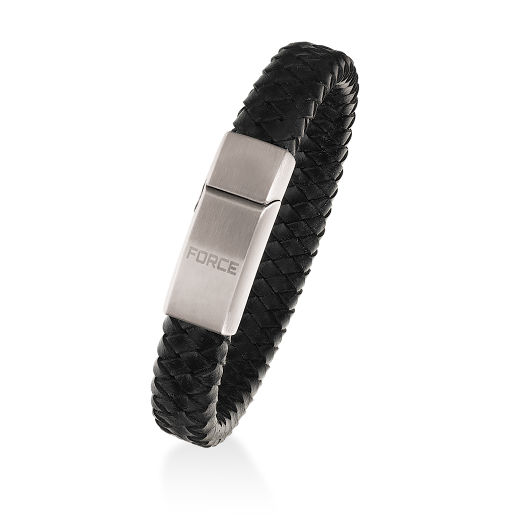 Scrouples - FORCE Herre armbånd sort flettet læder - Model: 03111,21