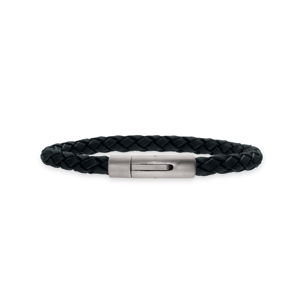 Scrouples - FORCE Herre armbånd sort flettet læder - Model: 03241,21