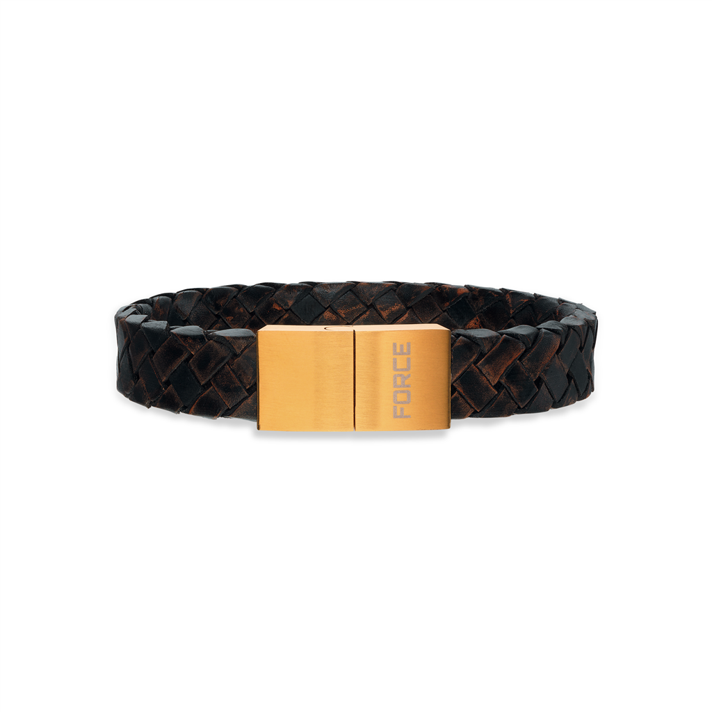 Scrouples - FORCE Herre armbånd mørke brun flettet læder - Model: 03301,21