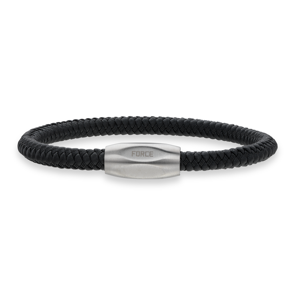Scrouples - FORCE herrearmbånd sort kabel med stål lås 21 cm - Model: 0339A,M