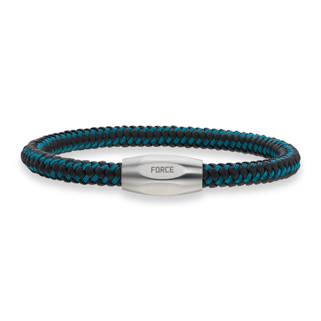 Scrouples - FORCE herrearmbånd blå/sort kabel med stål lås 21 cm - Model: 03411A,M