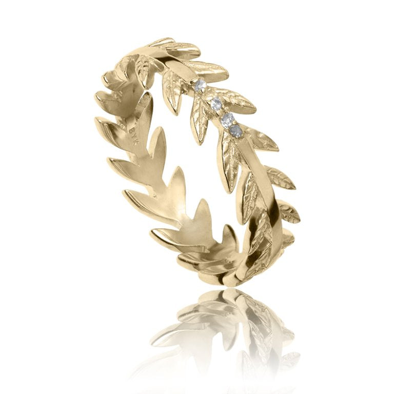 Køb ByKjaergaard - Arktisk pil ring i 18 karat guldbelagt sølv med champagne farvede diamanter - Model: hos Guldsmed Smeds