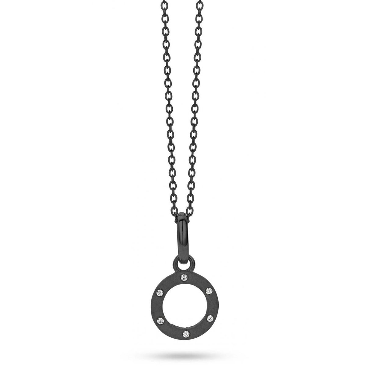 Køb SPIRIT ICONS - WHEEL, VEDHÆNG I SORT RHODINERET SØLV MED HVID ZIRKON - MODEL: 10063-45 hos Guldsmed Smeds