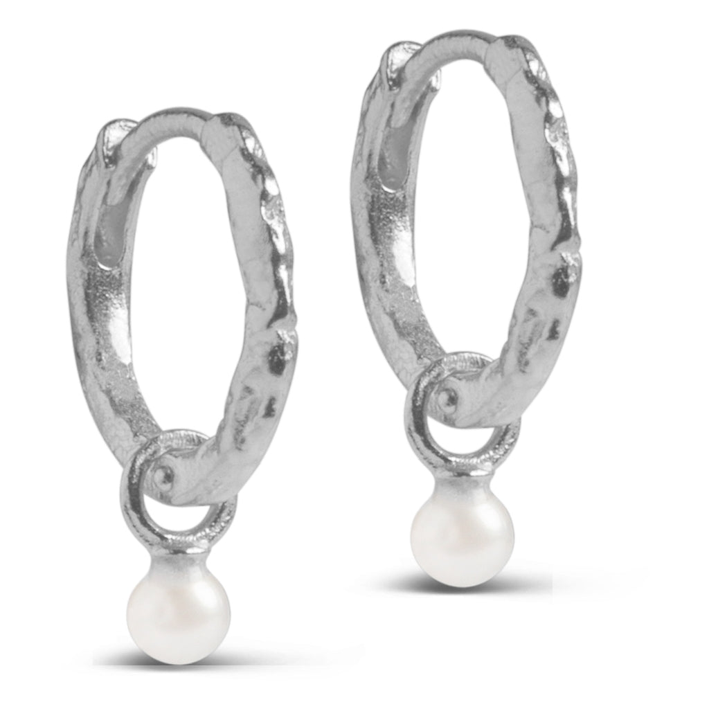Enamel - Sølv Belle Pearl hoops - Model: E271SM