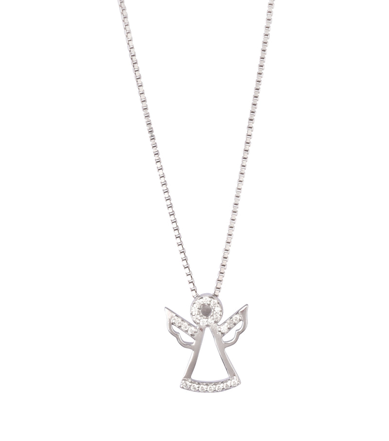 Køb L&G - Vedhæng sølv rhodineret engel zirkonia med kæde - Modelnr: 104187 hos Guldsmed Smeds