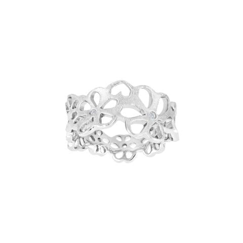 NOA - Siersbol - Sølv ring med blomster og zirkoner - Model: 106 006