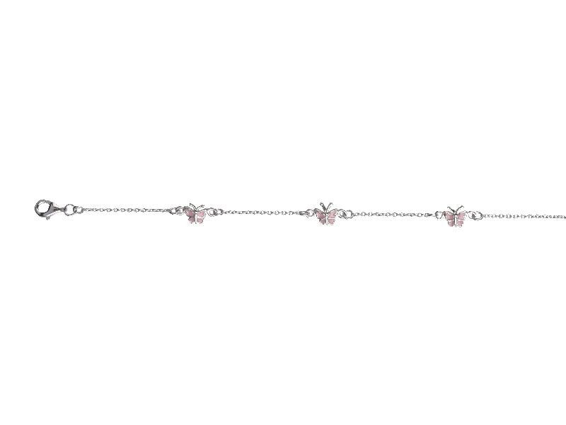 Køb L&G - Sølv rhodineret børnearmbånd med sommerfugle, rosa - Modelnr: LG-106414 hos Guldsmed Smeds