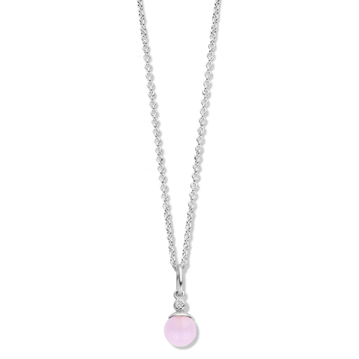 Spirit Icons FIGARO halskæde i sølv med rosa sten og zirkon 6 mm