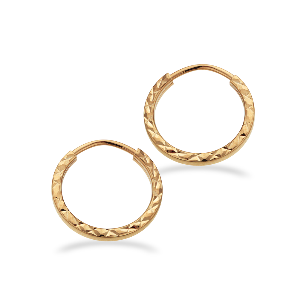 Scrouples - 8 kt guld creoler med facetter 13 mm - Model: 121103