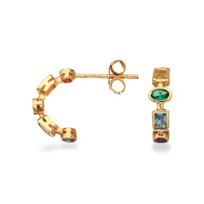 Scrouples - 8 karat halvcreoler med syntetiske zirkoner - Model: 122353