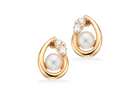 Scrouples - 8 kt guld ørestik, ferskvandsperle - Model: 122873