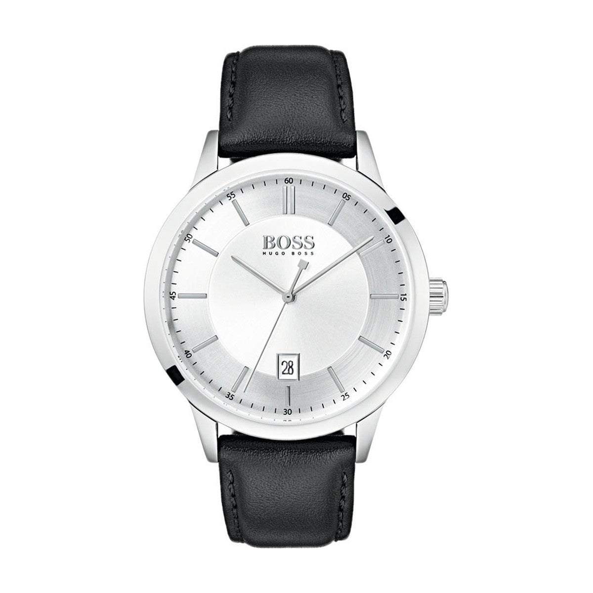 Køb Hugo Boss - Officer - Stål herreur med sort læderrem  - Model: 1513613 hos Guldsmed Smeds