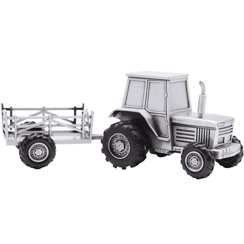 Køb Nordahl Andersen - FORTINNET SPAREBØSSE TRAKTOR MED VOGN - Model: 152-76904 hos Guldsmed Smeds