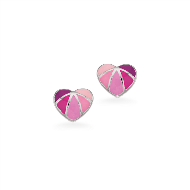Scrouples - Sølv børneørestikkere, hjerte med lyserød emalje - Model: 159812