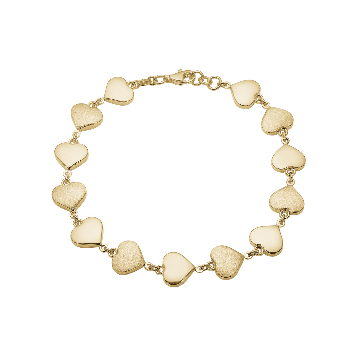 Aagaard - 8 kt guld armbånd med matte og blanke hjerter - Model: 1601-G8-10