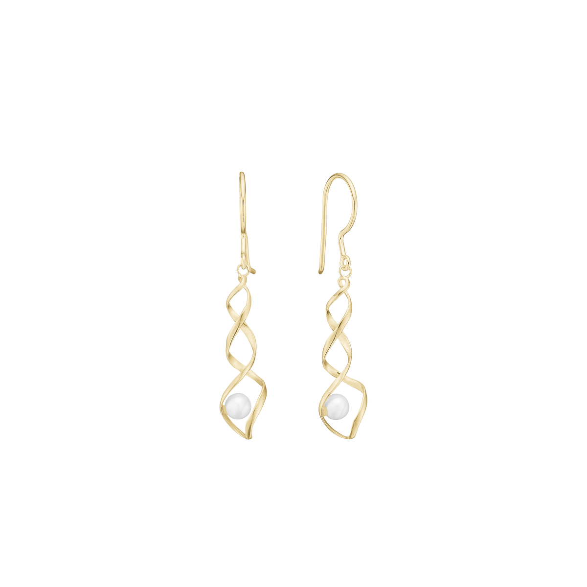 Aagaard - 8 kt guld ørehængere, spiral med perle - Model: 1670-G8-18