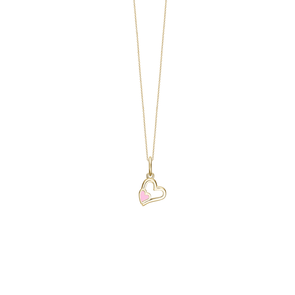 Aagaard - Forgyldt børnehalskæde Pink Hearts med pink emalje - Model: 1680-K-G29-38