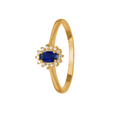 Køb Aagaard - 8 kt guldring m. safir og diamanter 16 x F/C0,0025 ct p1 - safir 5 x 3 mm - Modelnr.: 1800-g8-15 hos Guldsmed Smeds