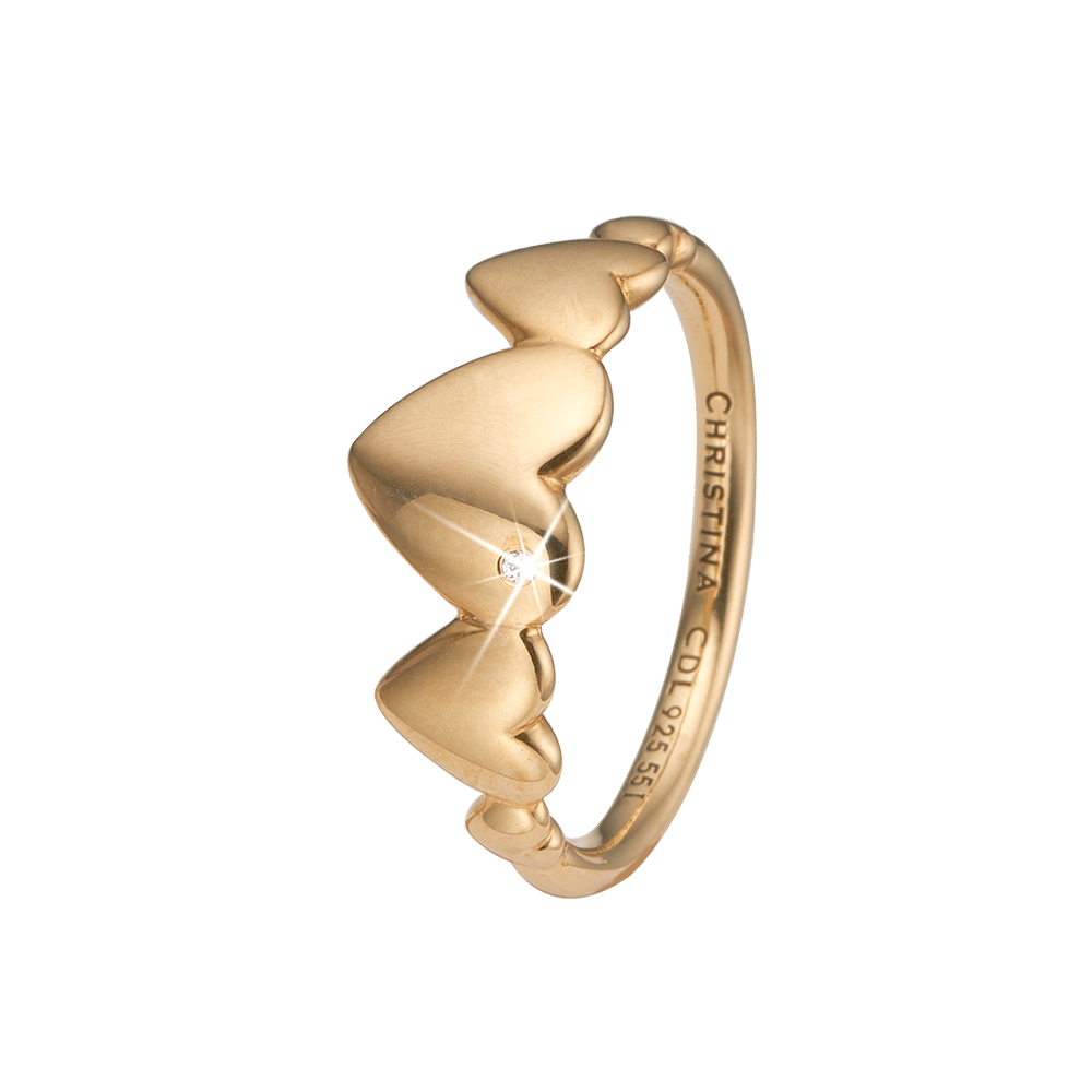 Køb Christina jewelry & watches - Ring, Hearts for Ever, Forgyldt sølv - Model: 800-2.18.B hos Guldsmed Smeds
