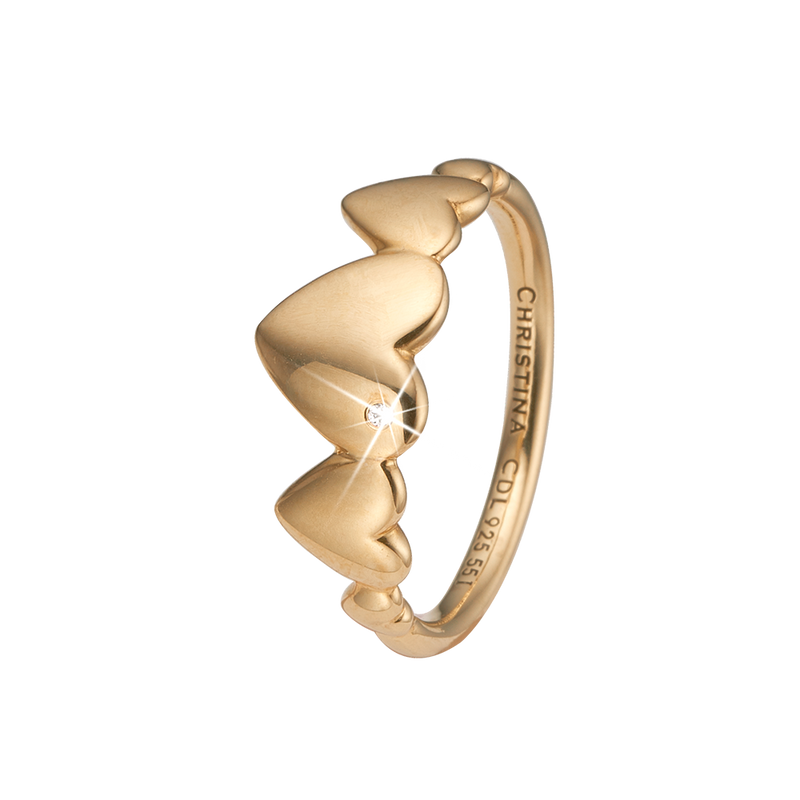 Køb Christina jewelry & watches - Ring, Hearts for Ever, Forgyldt sølv - Model: 800-2.18.B hos Guldsmed Smeds