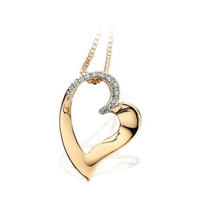 Køb Scrouples - Scrouples - Romantisk hjertevedhæng i 14 kt. guld med diamanter i alt: 0,07 w/si m/sølv hos Guldsmed Smeds