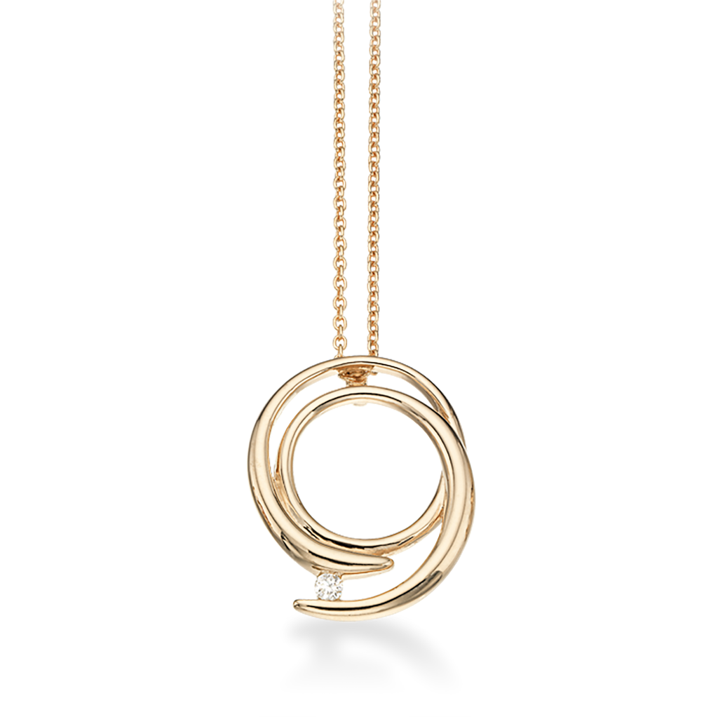 Køb Scrouples -14 kt. guld vedhæng, spiral m. 0,04 w/si brillant m/sølv forgyldt kæde - Model nr.: 211295 hos Guldsmed Smeds