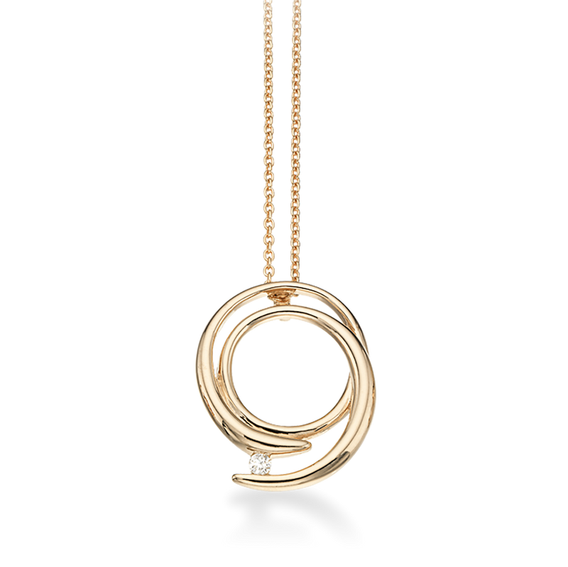 Køb Scrouples -14 kt. guld vedhæng, spiral m. 0,04 w/si brillant m/sølv forgyldt kæde - Model nr.: 211295 hos Guldsmed Smeds