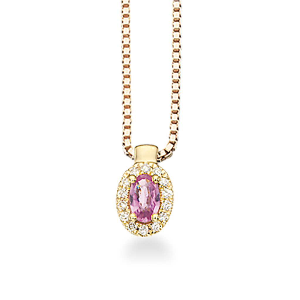 Køb Scrouples -14 kt. guld vedhæng, roset pink safir m. 0,07 w/si brillant - Model nr.: 211575 hos Guldsmed Smeds
