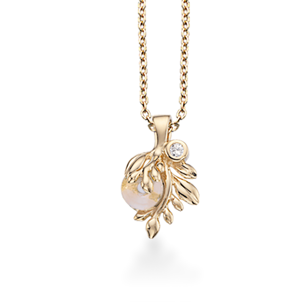 Køb Scrouples -  Prima Vera 14 kt. guld vedhæng m. rosa quartz forgyldt kæde - Model nr.: 211765 hos Guldsmed Smeds