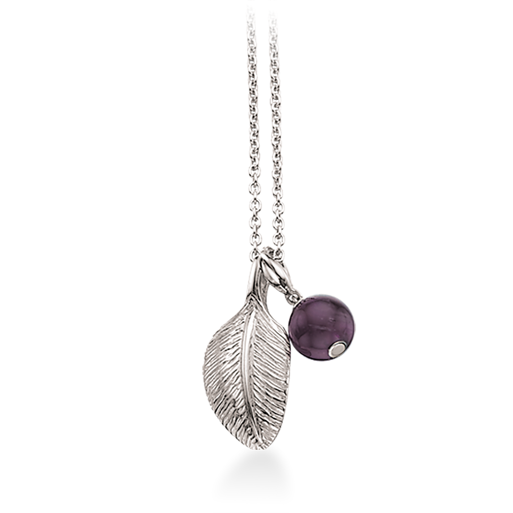 Køb Scrouples - PrimaVera vedhæng, Amethyst & blad m. kæde - Model: 233522 hos Guldsmed Smeds