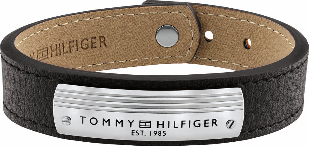Køb Tommy Hilfiger - Herre læder armbånd, sort, stål - Model: 2790179 hos Guldsmed Smeds