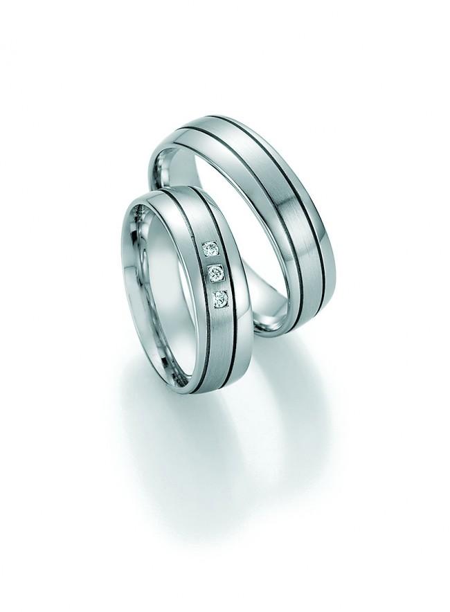 Køb BN - Vielses- og forlovelsesringe i hvidguld med en diamant - Modelnr.: 33070-060/33080-060 hos Guldsmed Smeds