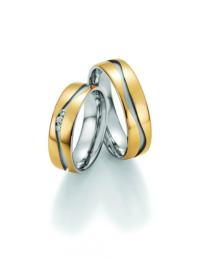 Køb BN - Vielses- og forlovelsesringe i guld med en diamant - Modelnr.: 34070-060/34080-060 hos Guldsmed Smeds