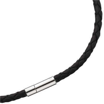 Køb Scrouples - Collier sort læder m/stål 4 mm. - Model: 34851,45 hos Guldsmed Smeds